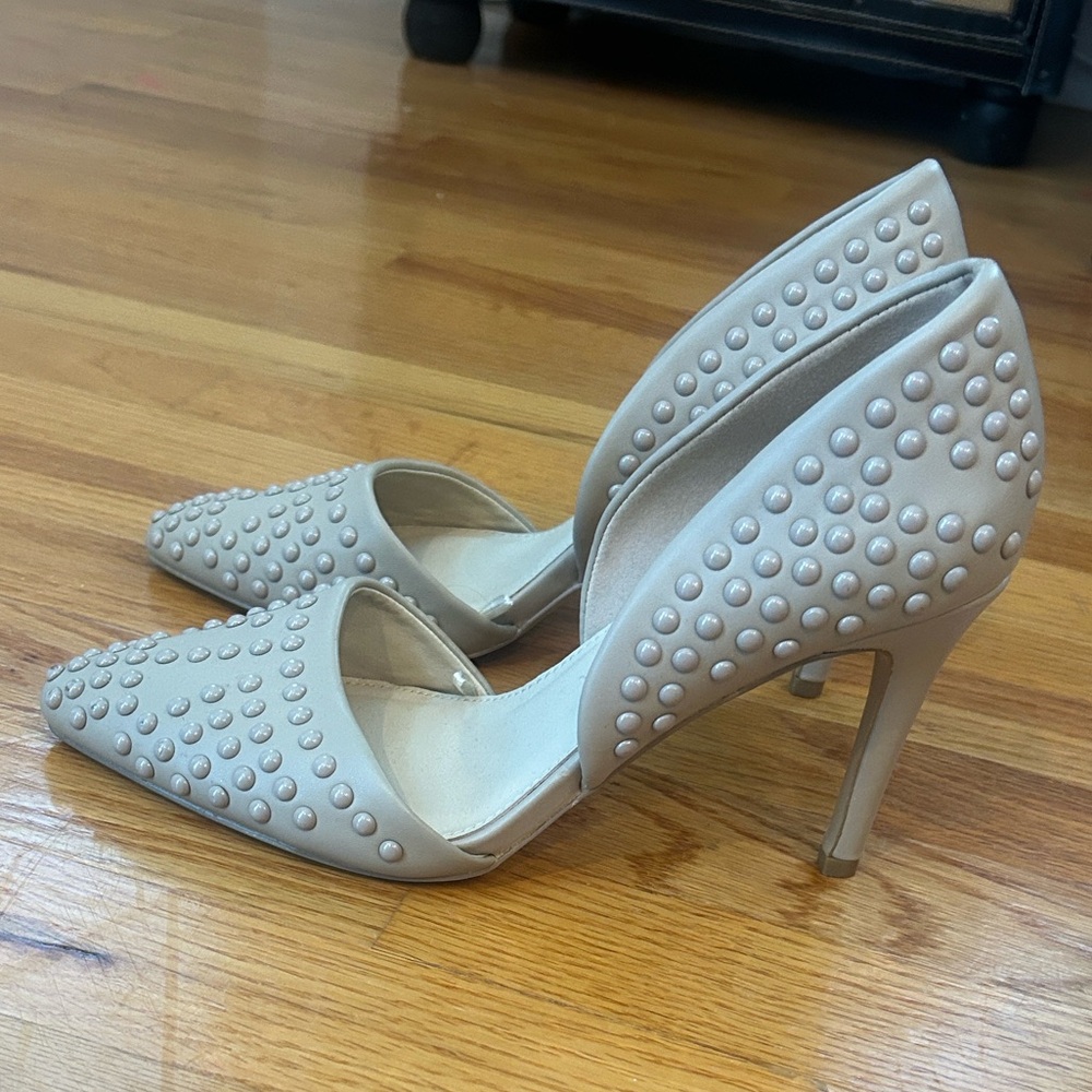 French Connection Beige Studded Heels